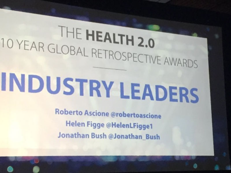 Roberto Ascione, Scientific Curator of Frontiers Health 2016, recognized as Best Industry Leader at Health 2.0 in California
